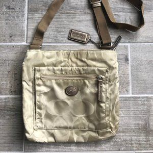 Coach Nylon Crossbody Getaway Bag Tan / Beige